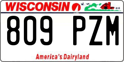 WI license plate 809PZM
