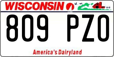 WI license plate 809PZO