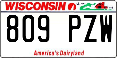 WI license plate 809PZW