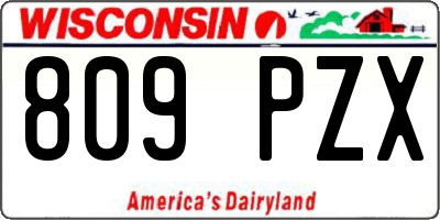 WI license plate 809PZX