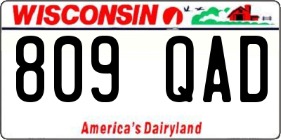 WI license plate 809QAD