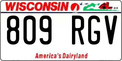 WI license plate 809RGV