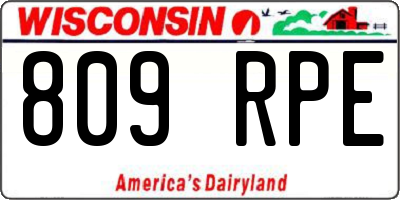 WI license plate 809RPE