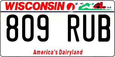 WI license plate 809RUB