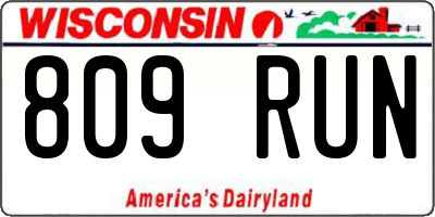 WI license plate 809RUN