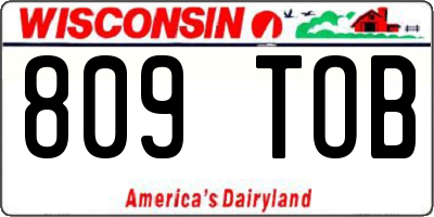 WI license plate 809TOB