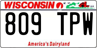 WI license plate 809TPW
