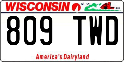 WI license plate 809TWD