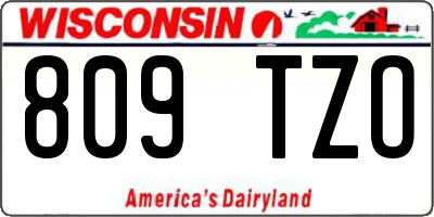 WI license plate 809TZO