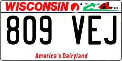 WI license plate 809VEJ