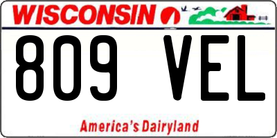 WI license plate 809VEL