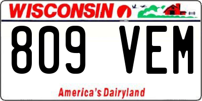 WI license plate 809VEM