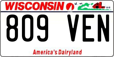 WI license plate 809VEN