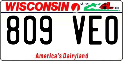 WI license plate 809VEO