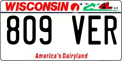 WI license plate 809VER