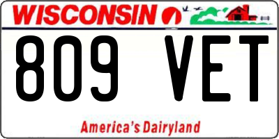 WI license plate 809VET