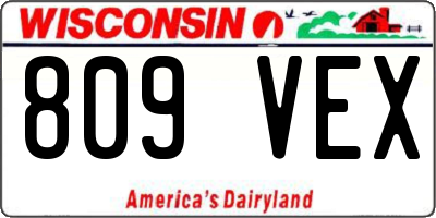 WI license plate 809VEX