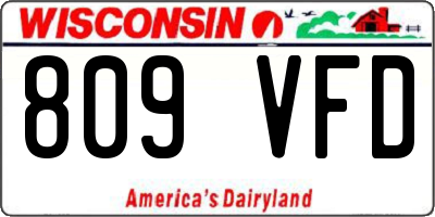 WI license plate 809VFD