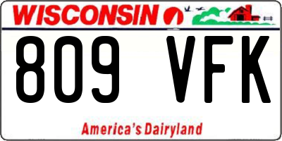 WI license plate 809VFK