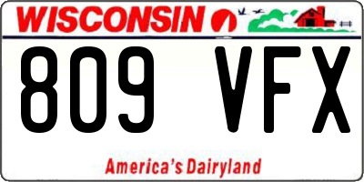 WI license plate 809VFX