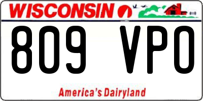 WI license plate 809VPO