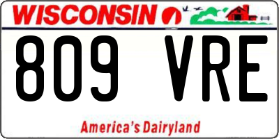 WI license plate 809VRE