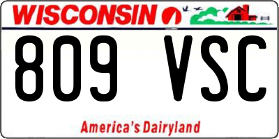 WI license plate 809VSC