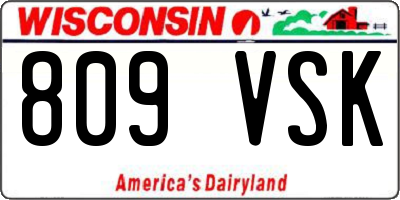 WI license plate 809VSK