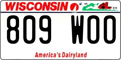 WI license plate 809WOO