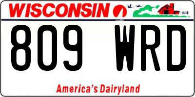 WI license plate 809WRD