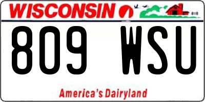 WI license plate 809WSU