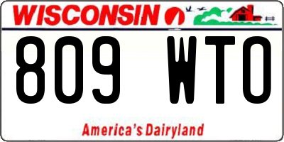 WI license plate 809WTO