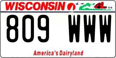 WI license plate 809WWW