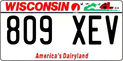 WI license plate 809XEV