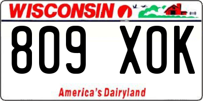 WI license plate 809XOK