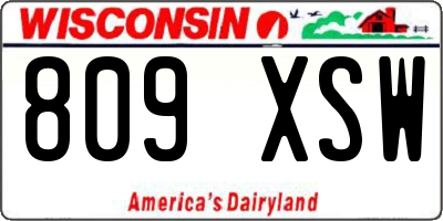 WI license plate 809XSW