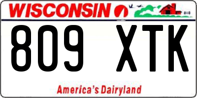 WI license plate 809XTK