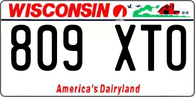 WI license plate 809XTO