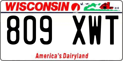 WI license plate 809XWT