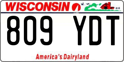 WI license plate 809YDT