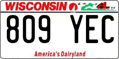 WI license plate 809YEC