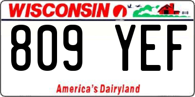 WI license plate 809YEF