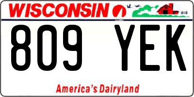 WI license plate 809YEK