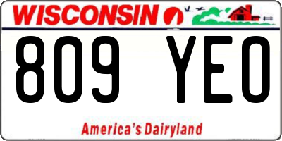 WI license plate 809YEO