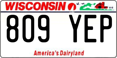 WI license plate 809YEP