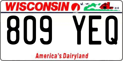 WI license plate 809YEQ