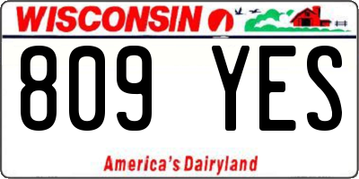 WI license plate 809YES