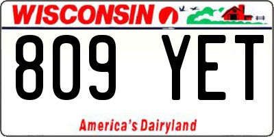 WI license plate 809YET