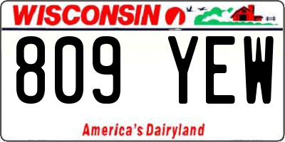 WI license plate 809YEW