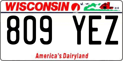 WI license plate 809YEZ